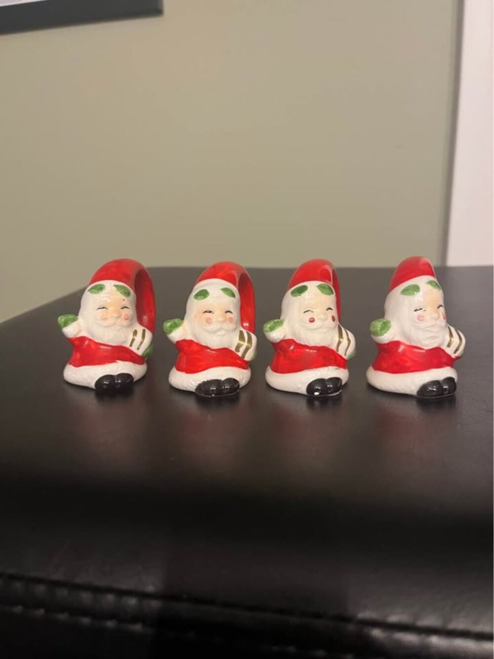 Vintage Santa Napkin Ring Holders Set Of 4